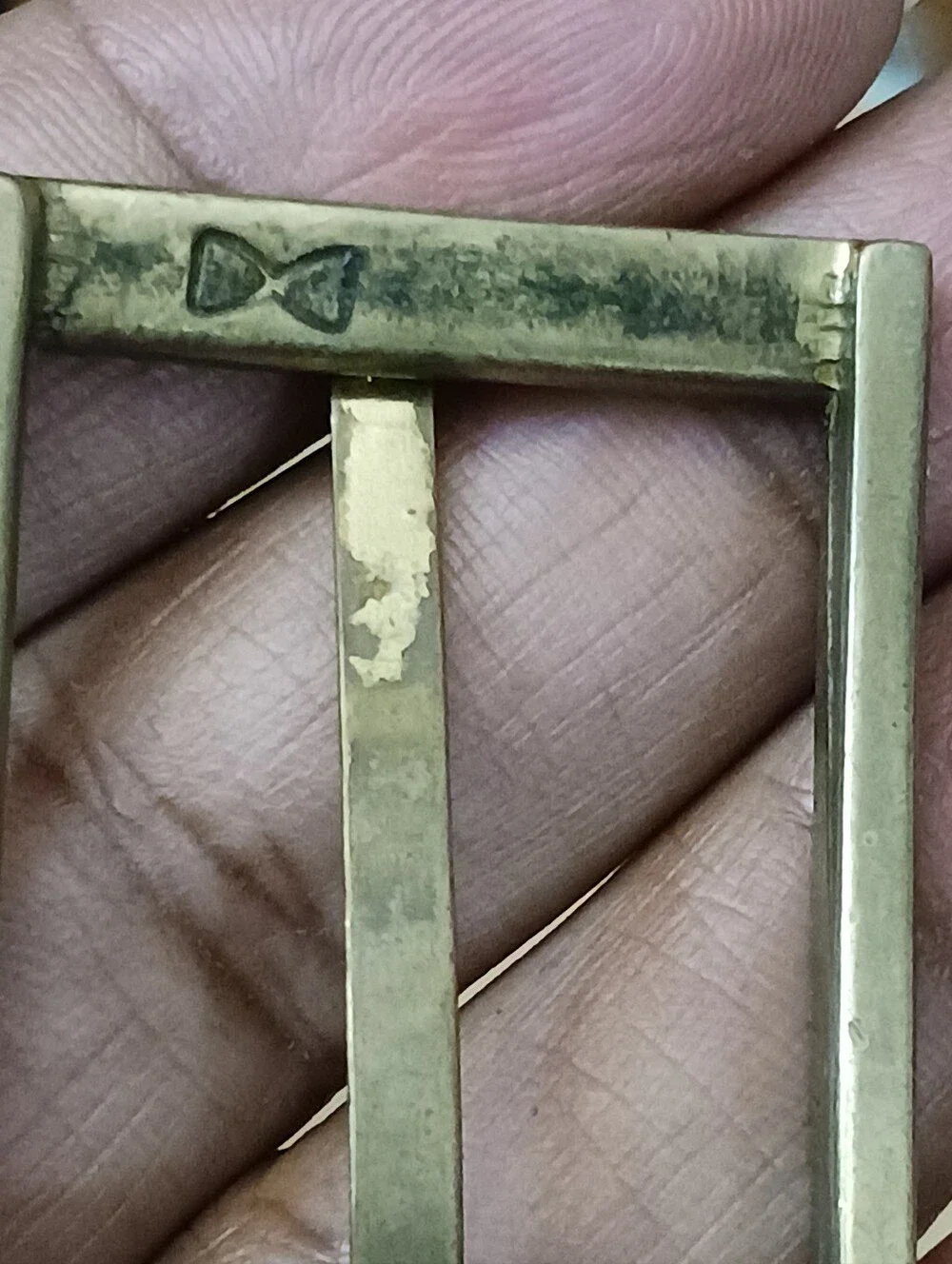 Surcingle Belt Stamped With Bowtie Shape Brass?? Buckle Size 23 26 , Fading Wear
